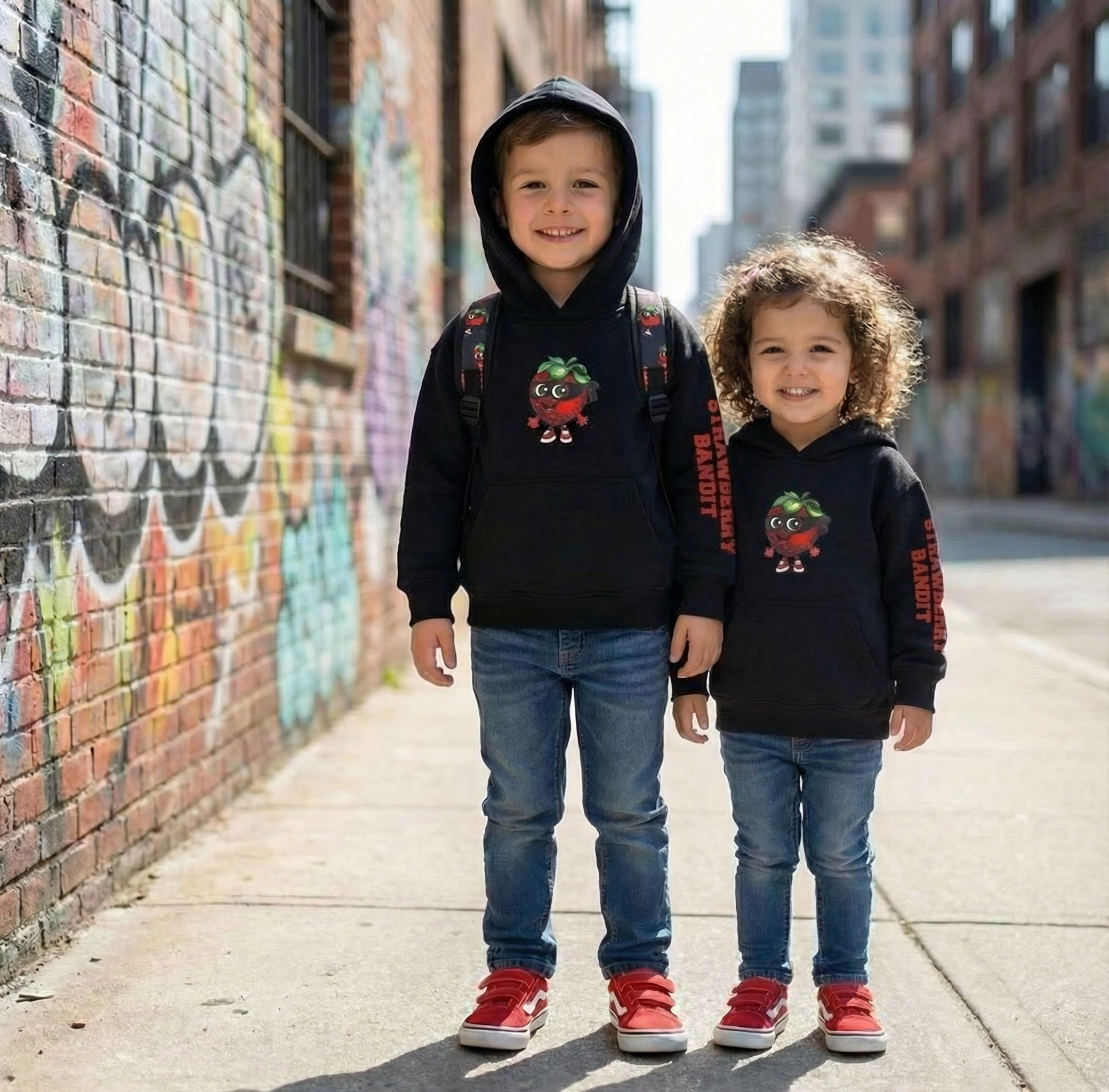 Black toddler Hoodie natural cotton structured comfortable fun twin with sibling