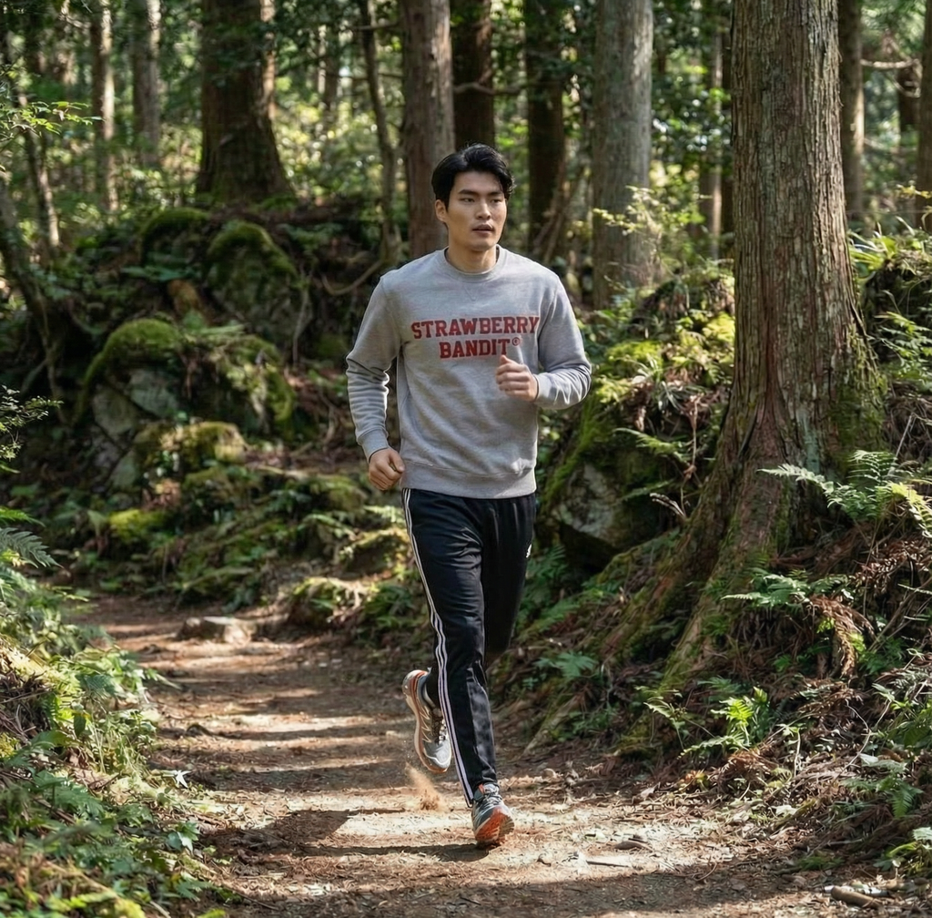 Cool grey cotton sweatshirt red print natural cotton