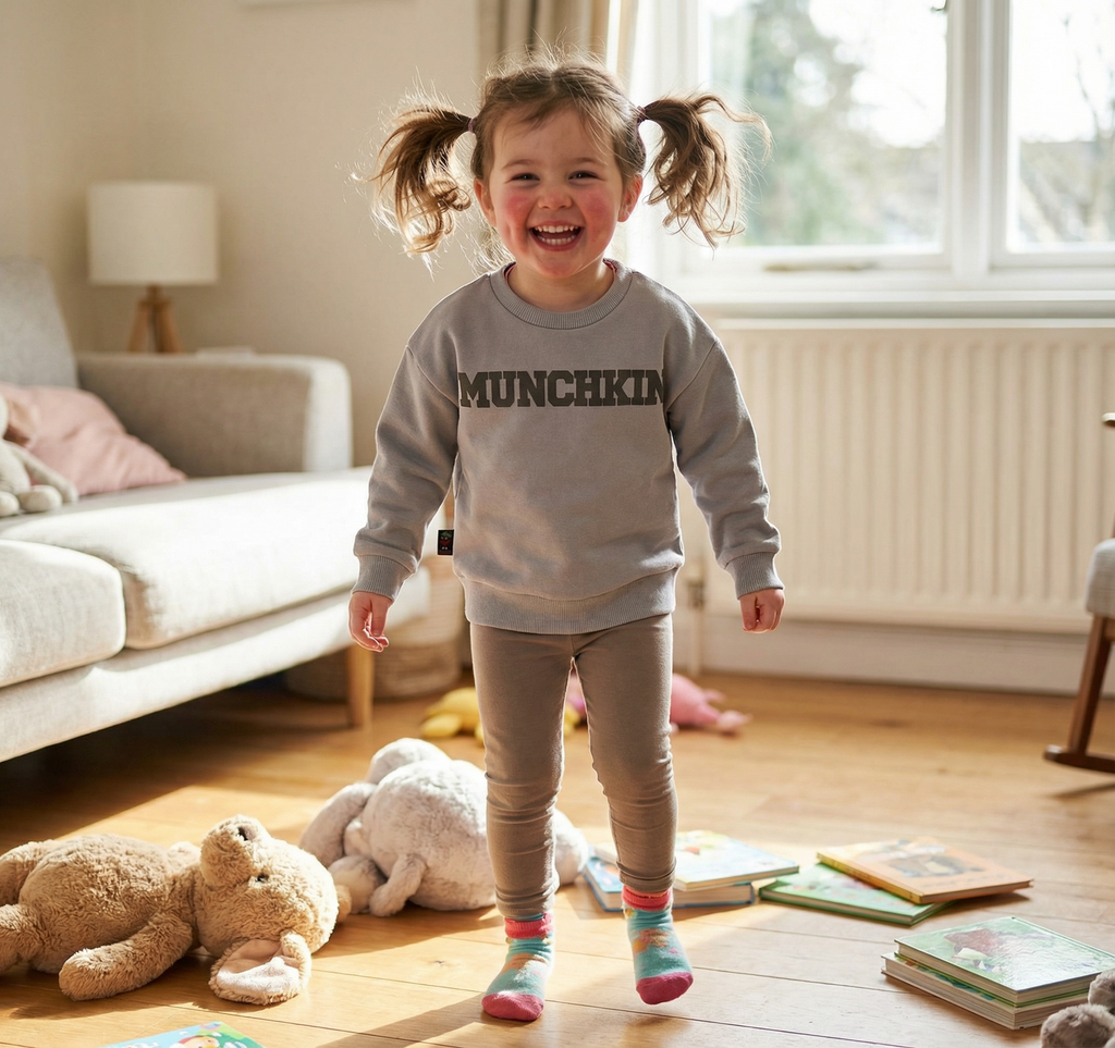 Soft grey natural cotton crewneck toddler outerwear layer