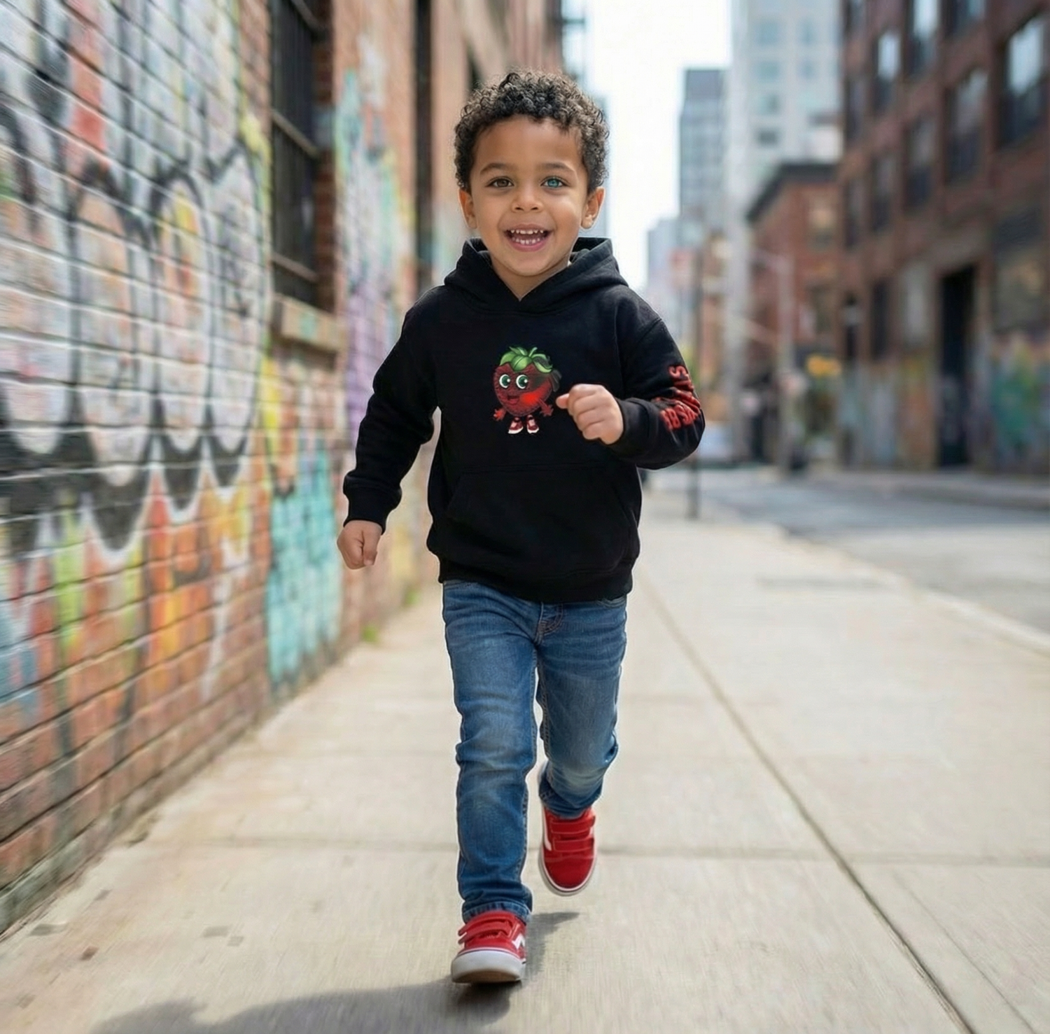 Cute and comfy structured natural cotton toddler hoodie black