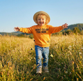 Cute Soft Natural Cotton Crewneck in fun Orange playground fun print