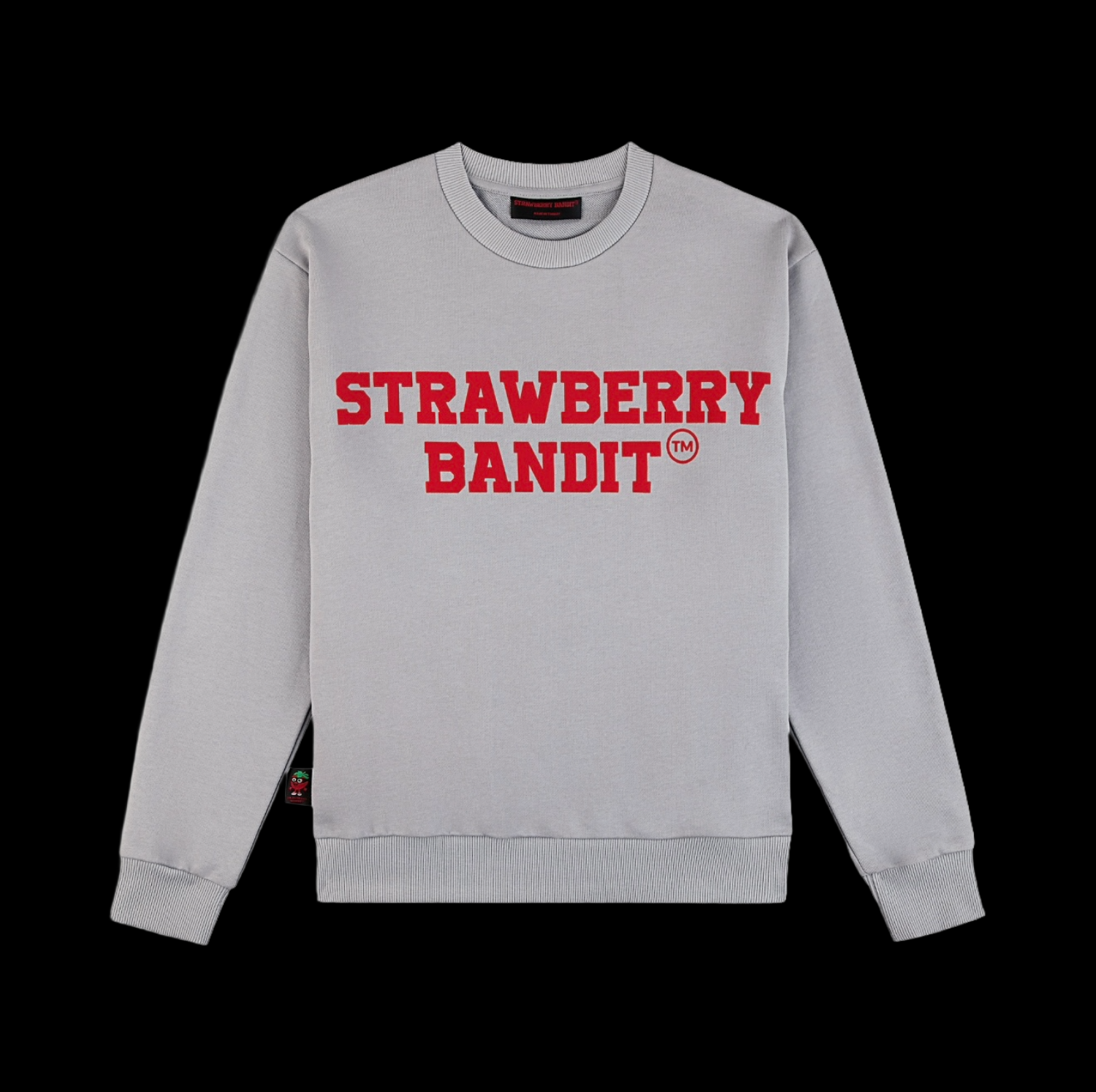 Grey 400 GSM 100% Cotton Unisex Crewneck, red graphic. Designed in Brooklyn.