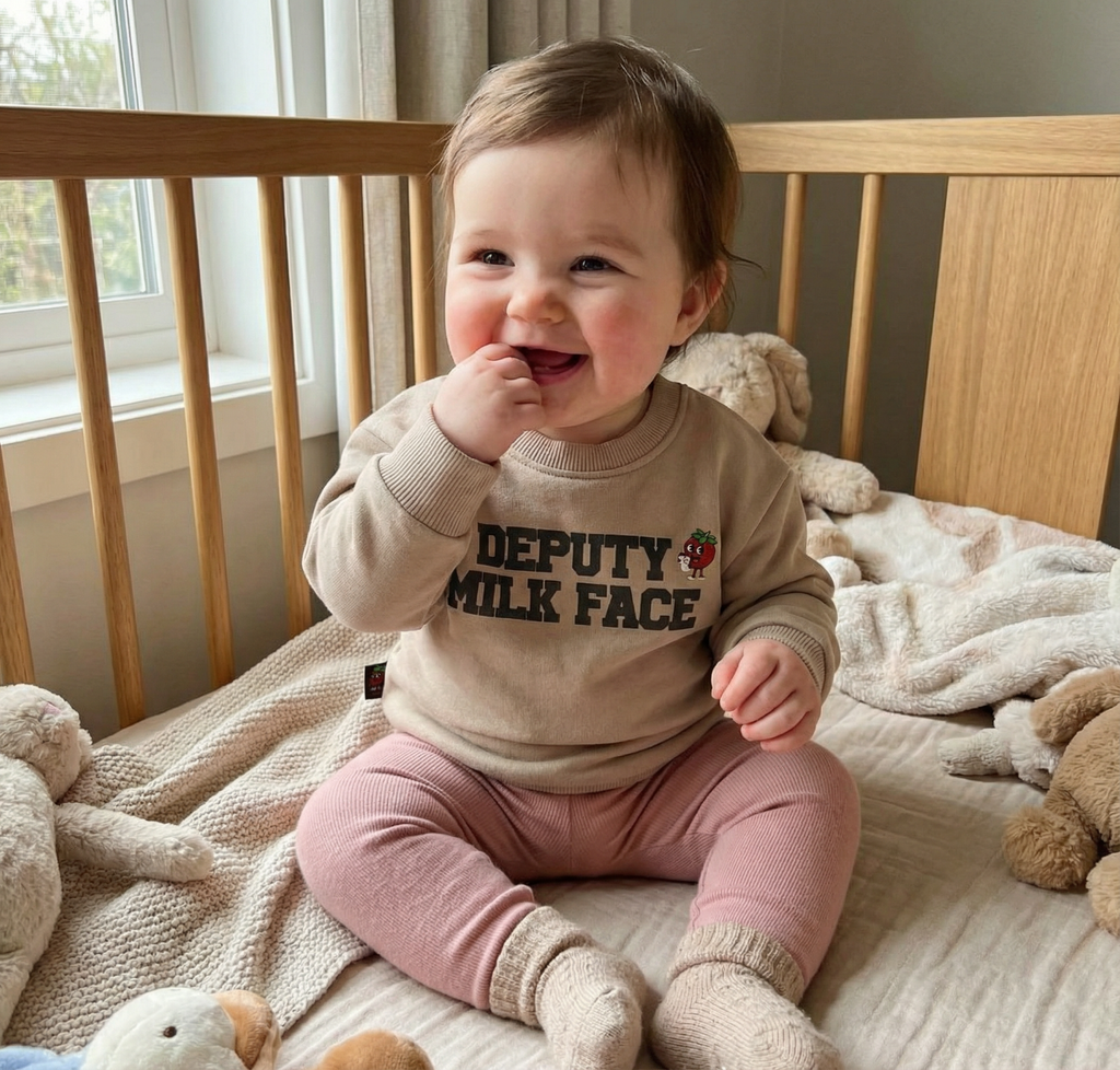 Natural Cotton Adorable Stylish soft baby sweatshirt, Deputy milk face.