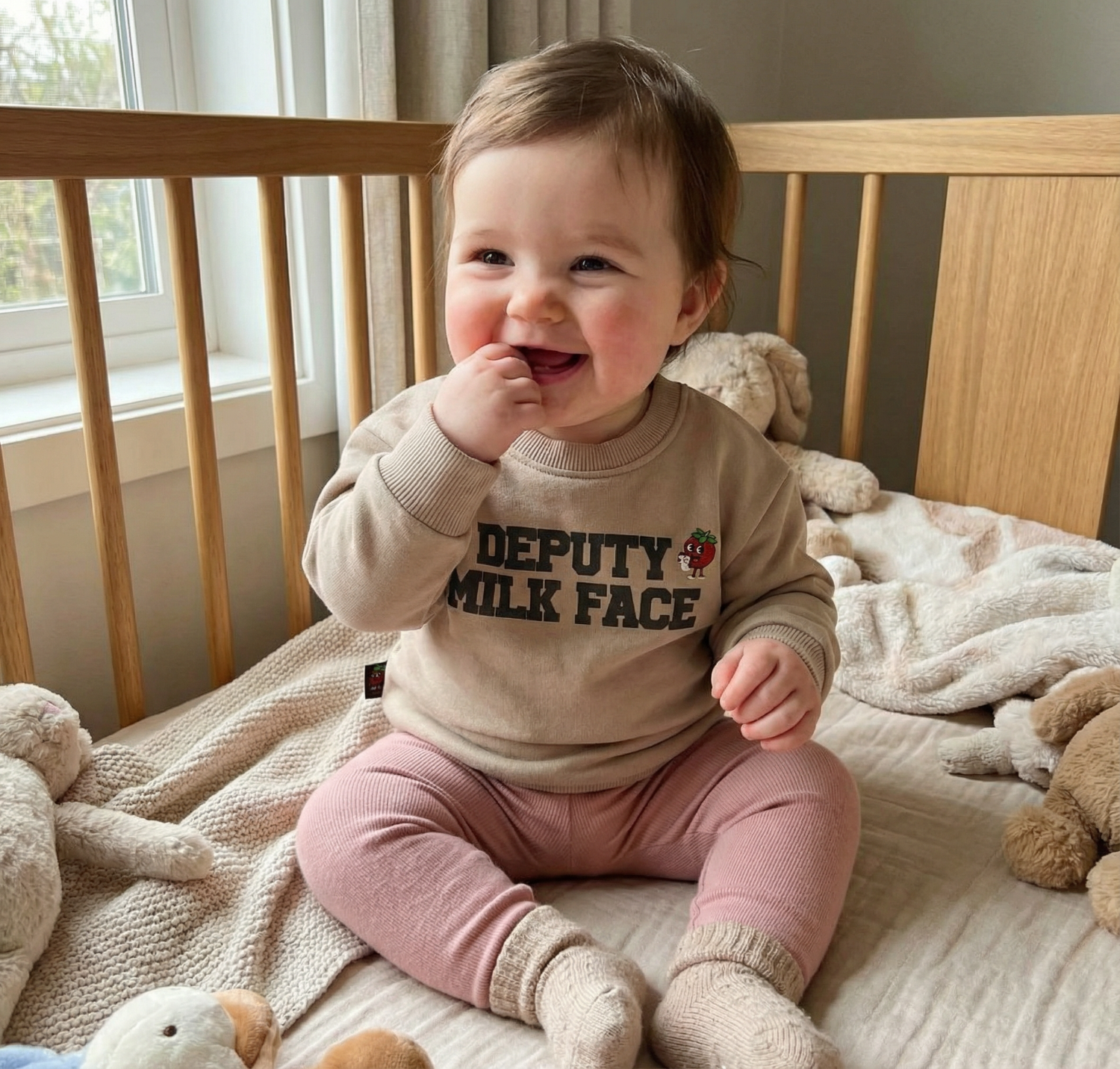 Natural Cotton Adorable Stylish soft baby sweatshirt, Deputy milk face.