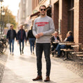 Strawberry Bandit 400 GSM cotton unisex sharkskin crewneck sweatshirt, front view showing soft fabric and slightly relaxed fit.