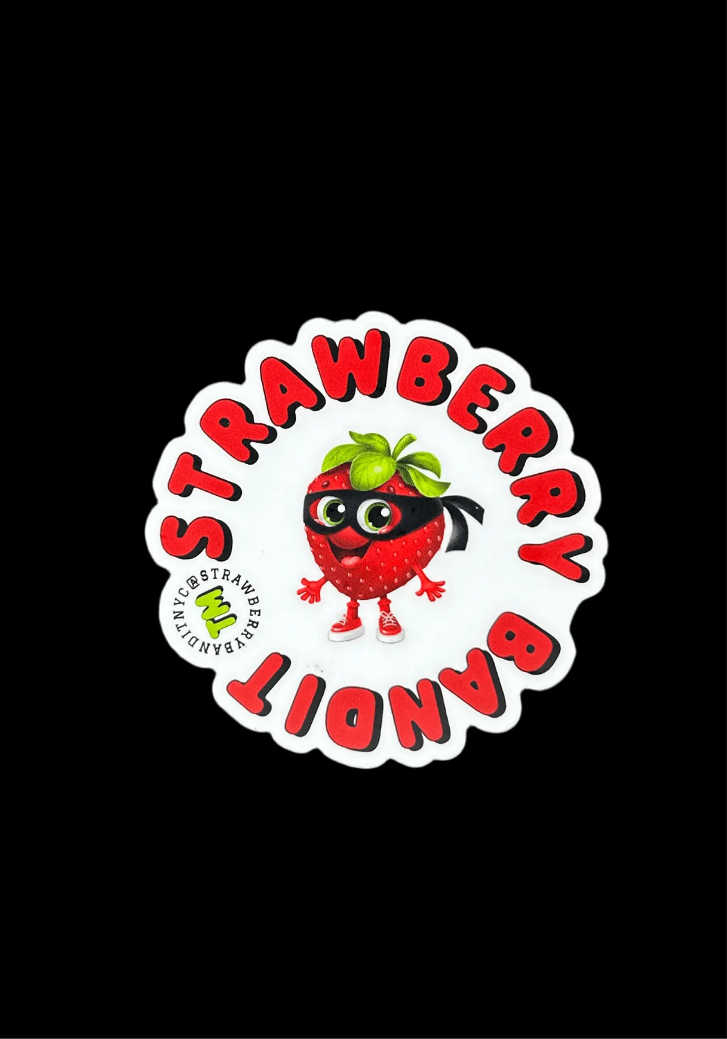 STRAWBERRY BANDIT TM Large Cute Sticker Strawberry Bandit