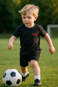 Strawberry Bandit 200 GSM cotton kids' T-shirt in midnight black, soft fabric, classic fit, and short sleeves.