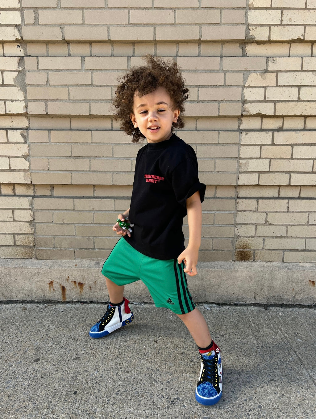 STRAWBERRY BANDIT T shirt raised chest Print Heavyweight Cotton on model