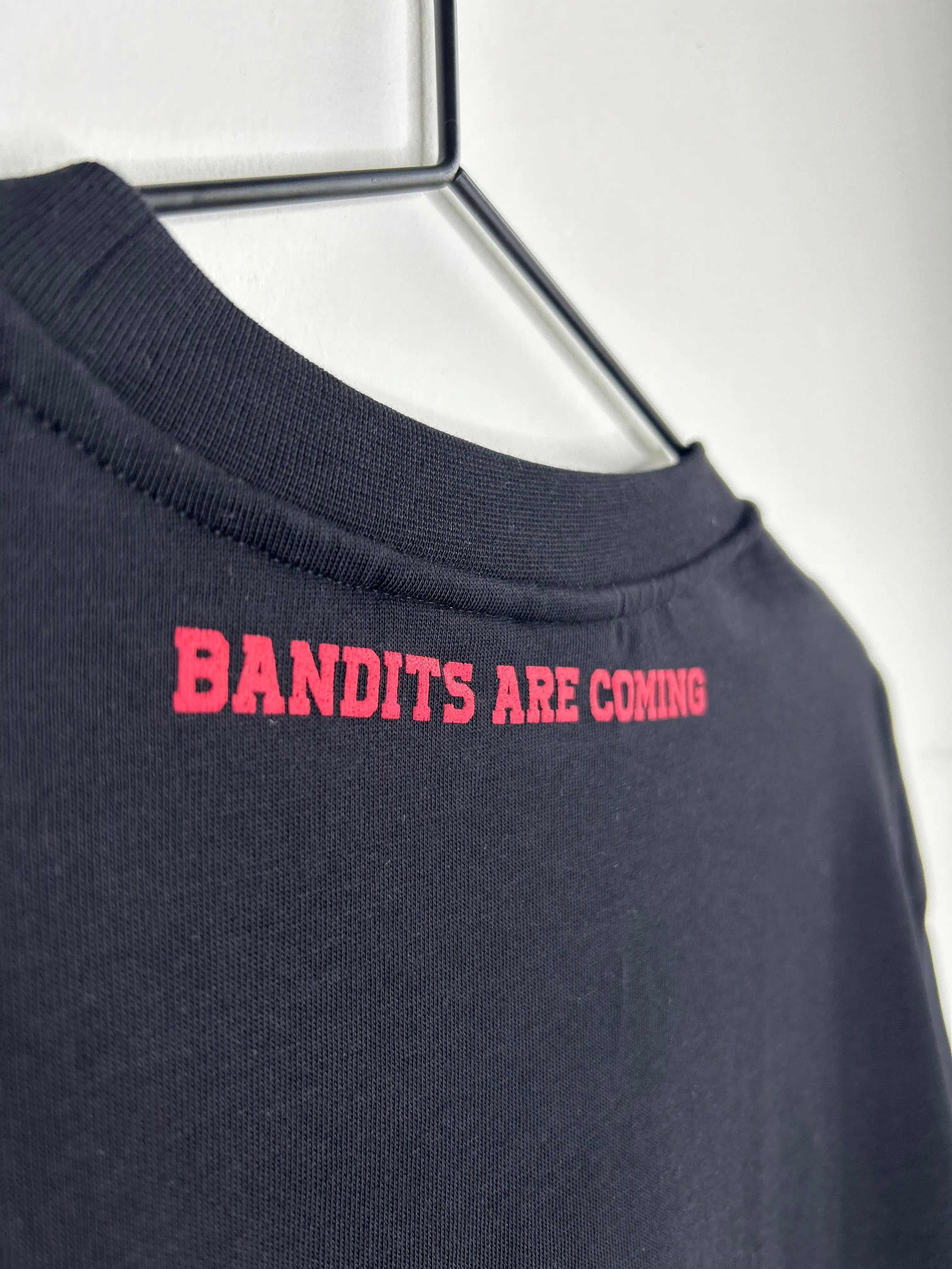 ‘STRAWBERRY BANDIT’ Unisex T-shirt Back raised print close up view