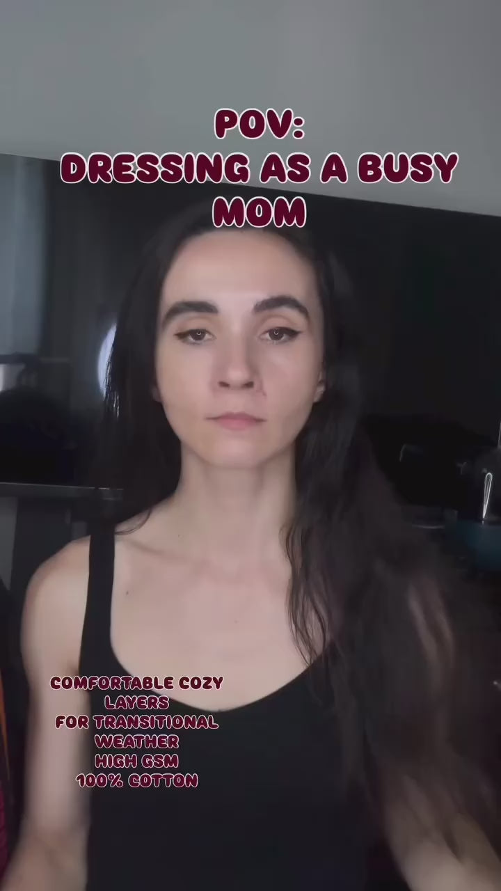 STRAWBERRY BANDIt Heavyweight Cotton Tee and Crewneck Getting Ready as a busy mom